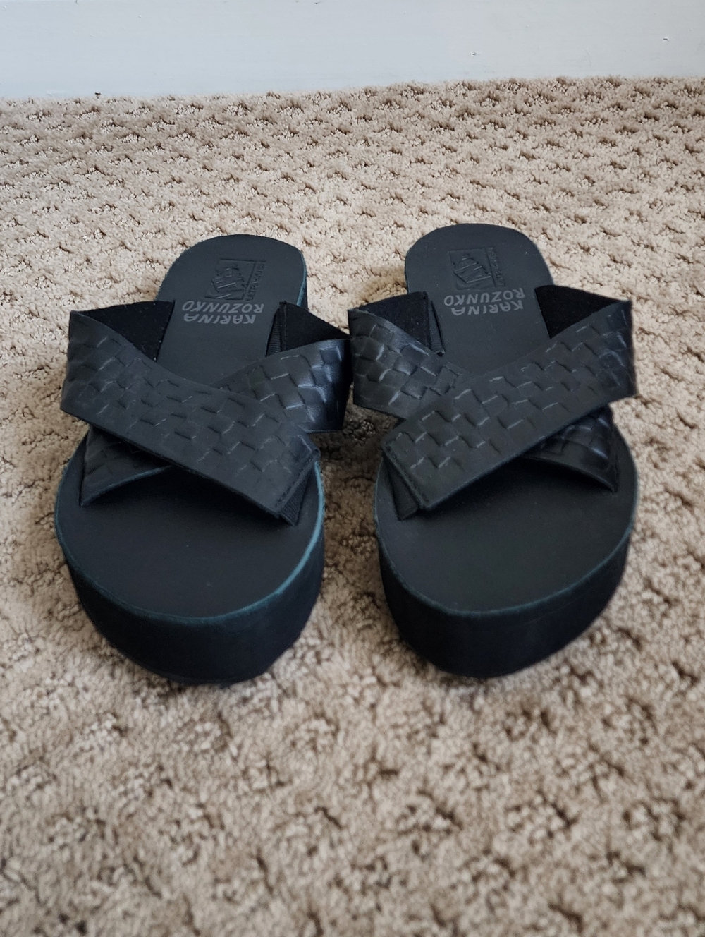 Vans x Karina Rozunko Cross Strap Mega Platform Black Sandals